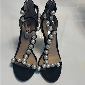 M Black Pearl-Embellished Women's Heels BUY ONE GET ONE FREE ON SHOES
